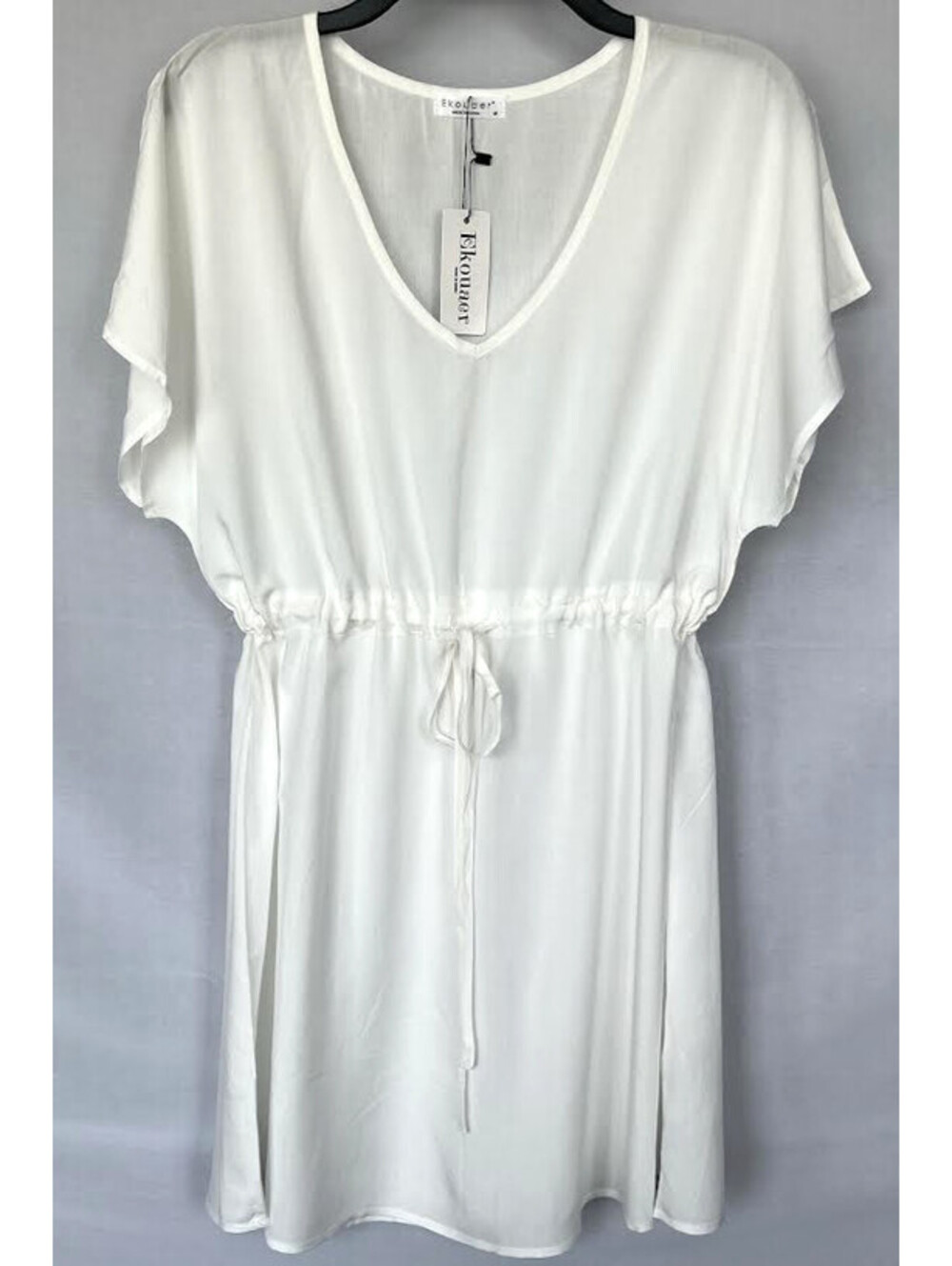 Off White Bathing Suit Cover Up-Size Medium, 100% Rayon, Ties In Front